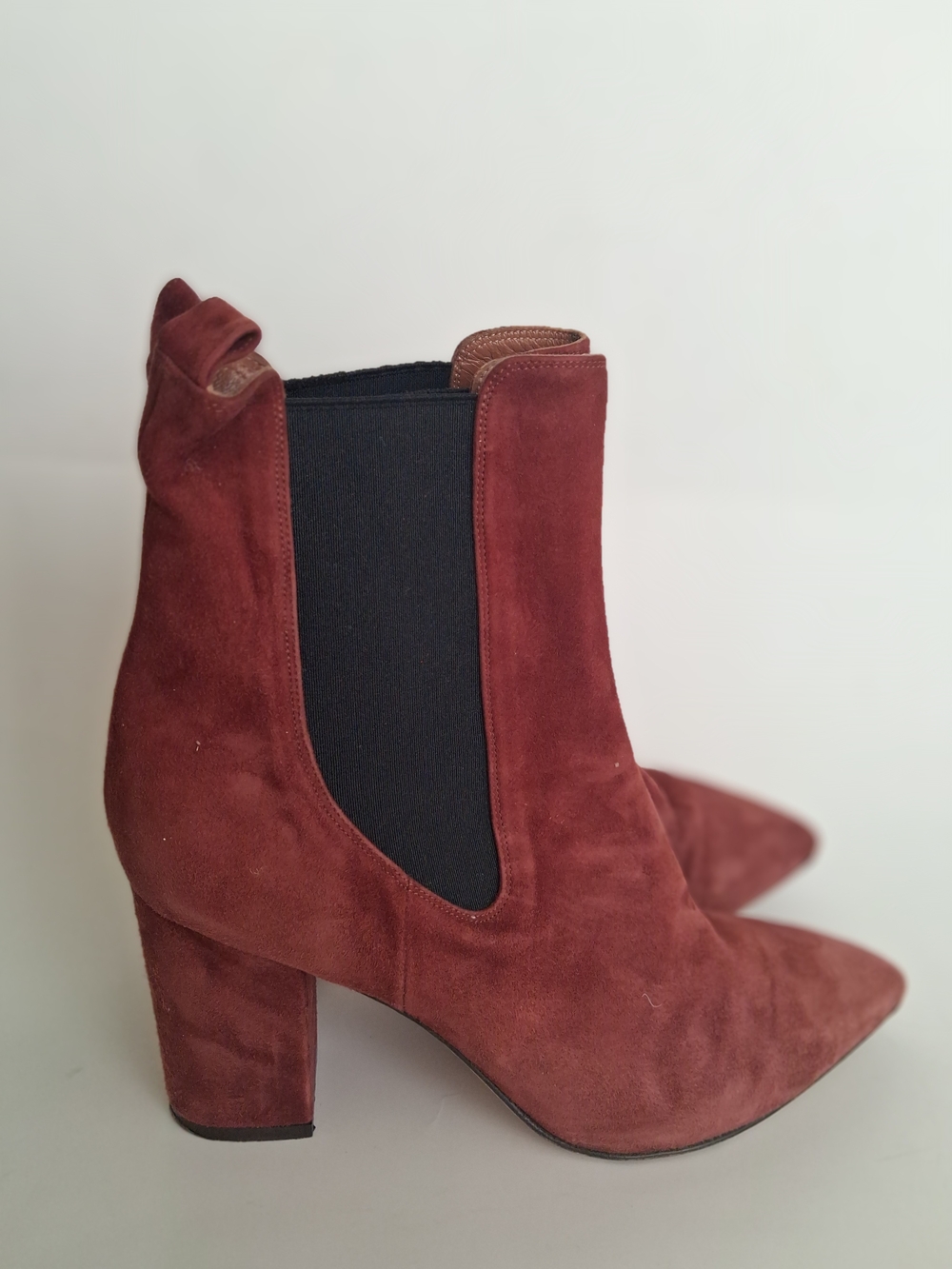 Vero Cuoio Paris Texas Suede Chelsea Boots Size 41 Brown Burgundy